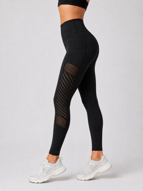 SparkNine Novabreeze sportlegging - dames - ademend - met zakken - stijlvol design - XL - zwart - mesh panelen - met zakken - elastisch - squatproof