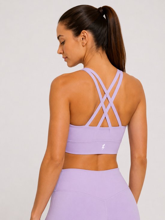 SparkNine Elevate sport-bh - M - orchid - gekruiste rug - push-up effect - stevige ondersteuning - met uitneembare pads