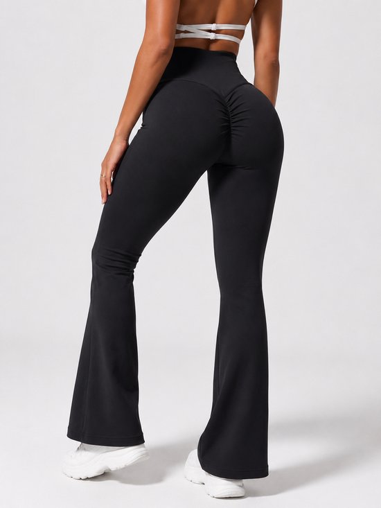 SparkNine Sonrisa flare legging - L - zwart - high waist - scrunch-effect - zacht & comfortabel