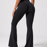SparkNine Sonrisa flare legging - L - zwart - high waist - scrunch-effect - zacht & comfortabel