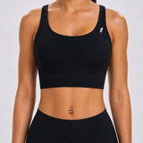 SparkNine Elevate sport-bh - L - zwart - gekruiste rug - push-up effect - stevige ondersteuning - met uitneembare pads