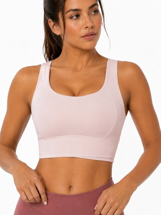SparkNine Flexaura sport BH - stijlvolle sportbeha - ingebouwde pads - XXL - roze - high support ondersteuning - cross design