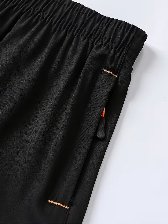 SparkNine Apex fitnesshort - sportbroek - met ritszakken - 152-158 - zwart - functioneel - sneldrogend & ademend - elastische band met trekkoord