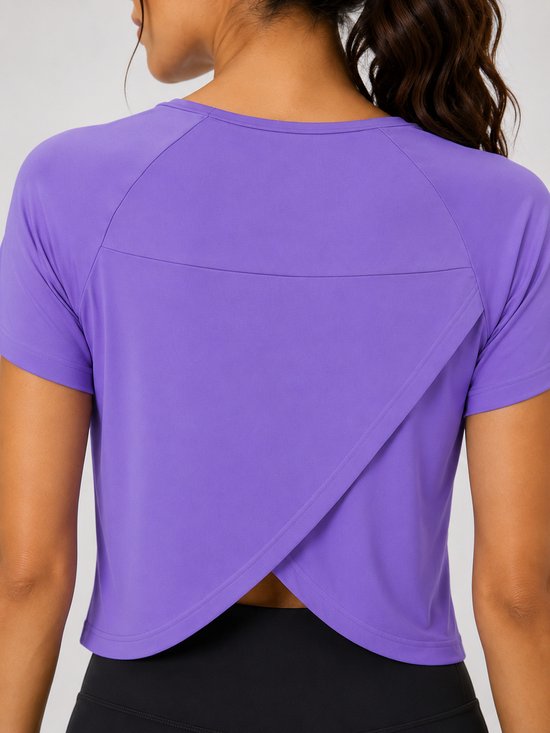 ZENFLEX Top - Sport T-Shirt - Sneldrogend & Ademend - Yoga, Gym & Casual - Crossover Rug - Losse Fit
