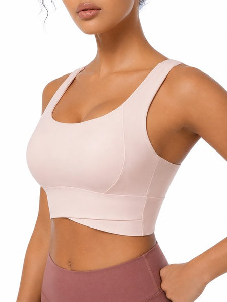 SparkNine Flexaura sport BH - stijlvolle sportbeha - ingebouwde pads - XXL - roze - high support ondersteuning - cross design