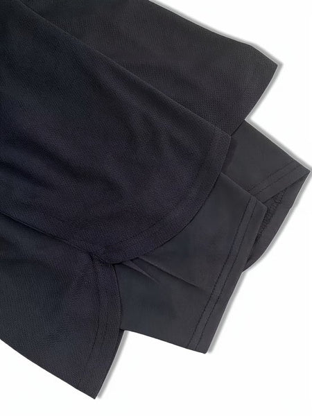 SparkNine Stridex fitness short heren - dubbellaags - met telefoonzak - XL - zwart-wit - sneldrogend - met handdoeklus & zakken - functioneel & comfortabel