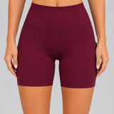 SparkNine Pace dames short - fitness - korte sportbroek - XXL - rood - hoge taille - met zakken - elastisch - squatproof