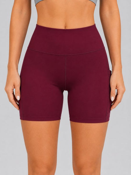 SparkNine Pace dames short - fitness - korte sportbroek - XXL - rood - hoge taille - met zakken - elastisch - squatproof