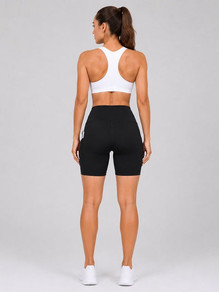 SparkNine Rebel fitness short - korte sportbroek met zakken - S - zwart - hoge taille - sport - telefoonzak - squatproof - niet doorschijnend