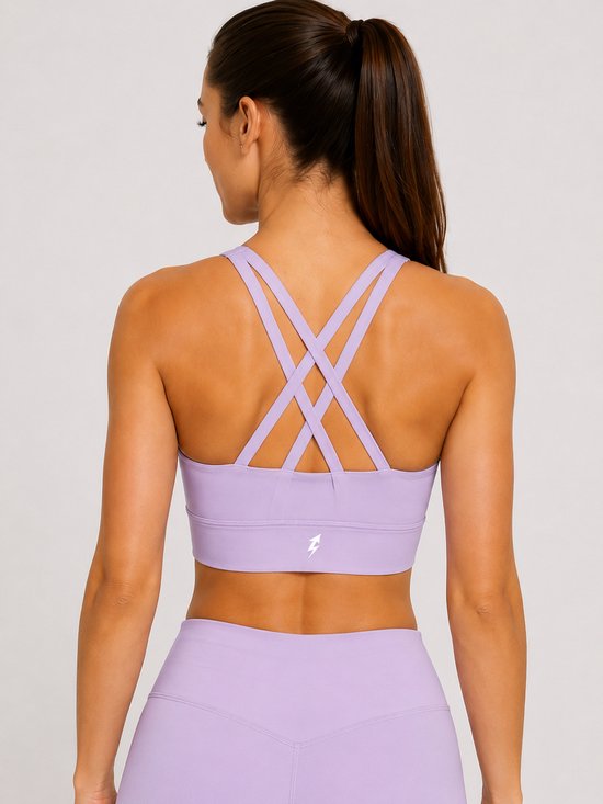 SparkNine Elevate sport-bh - L - orchid - gekruiste rug - push-up effect - stevige ondersteuning - met uitneembare pads