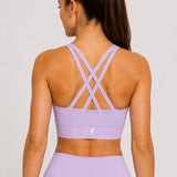 SparkNine Elevate sport-bh - L - orchid - gekruiste rug - push-up effect - stevige ondersteuning - met uitneembare pads