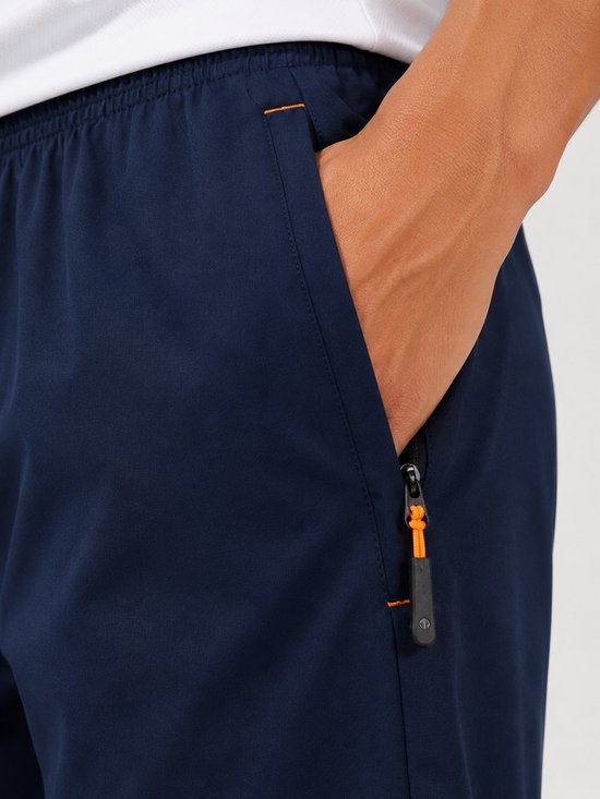 SparkNine Apex fitnesshort - sportbroek - met ritszakken - XL - blauw - functioneel - sneldrogend & ademend - elastische band met trekkoord