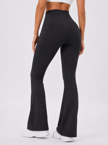 SparkNine Serenaflare dames legging - flare pants - met zakken - S - zwart - hoge taille - stijlvol - elastisch