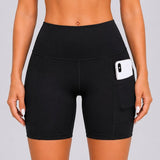 SparkNine Rebel fitness short - korte sportbroek met zakken - M - zwart - hoge taille - sport - telefoonzak - squatproof - niet doorschijnend