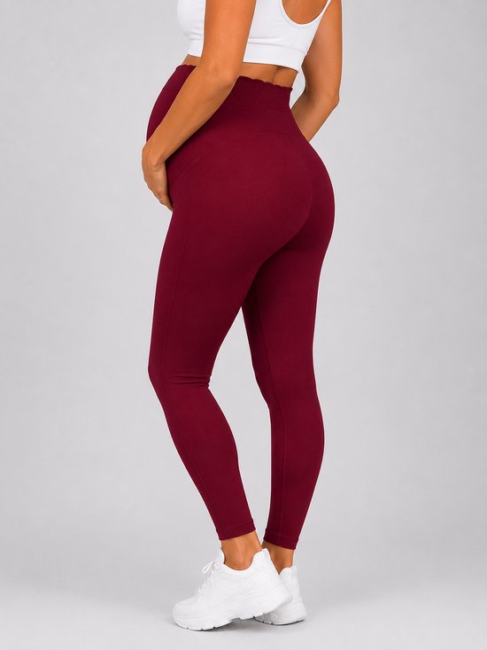 SparkNine Bellyflex zwangerschap legging - S - rood - hoge taille - rekbaar - maternity - geribbelde tailleband - stijlvol & ademend