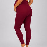SparkNine Bellyflex zwangerschap legging - S - rood - hoge taille - rekbaar - maternity - geribbelde tailleband - stijlvol & ademend