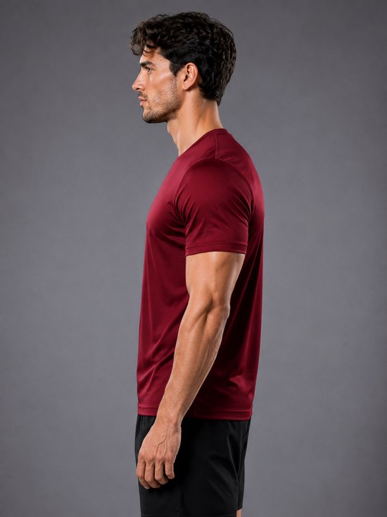 SparkNine Stormcore heren sport t-shirt - sneldrogend & ademend - fitness shirt - XS - rood - korte mauwen - training, rennen, casual dragen