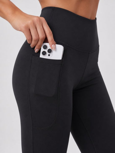 SparkNine Serenaflare dames legging - flare pants - met zakken - S - zwart - hoge taille - stijlvol - elastisch
