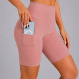 SparkNine Softflow korte sportbroek - met zakken - zachte stof - XXL - roze - dames short - half lang - fietsshort