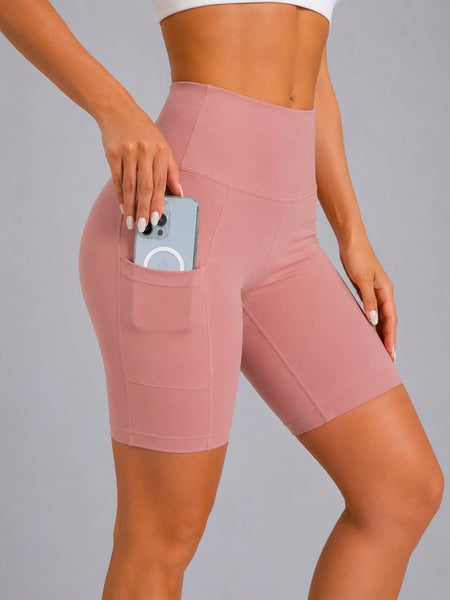 SparkNine Softflow korte sportbroek - met zakken - zachte stof - XXL - roze - dames short - half lang - fietsshort