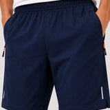 SparkNine Apex fitnesshort - sportbroek - met ritszakken - XXL - blauw - functioneel - sneldrogend & ademend - elastische band met trekkoord