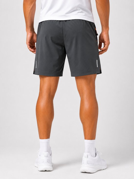 SparkNine Apex fitnesshort - sportbroek - met ritszakken - XL - grijs - functioneel - sneldrogend & ademend - elastische band met trekkoord