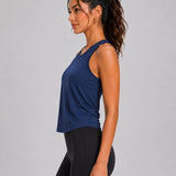 SparkNine Ease tanktop - sport top - XL - blauw - knoopdetail op rug - ademend & stijlvol - open rug