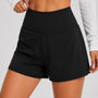 SparkNine Breeze dames short - sportshort - met telefoonzak - dubbellaags met binnenshort - M - zwart - fitness - hoge taille - ademend & sneldrogend