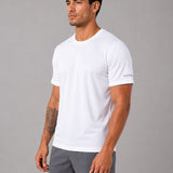 SparkNine Ironlite sport t-shirt heren met reflecterende strepen - L - wit - zweetbestendig - lichtgewicht & sneldrogend