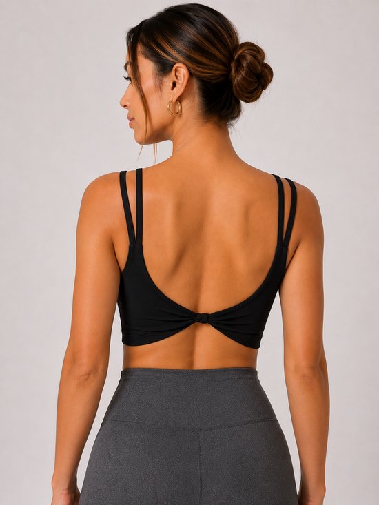SparkNine Effortless crop top - met verwijderbare vulling - twist back - stijlvol & ademend