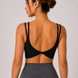 SparkNine Effortless crop top - met verwijderbare vulling - twist back - stijlvol & ademend