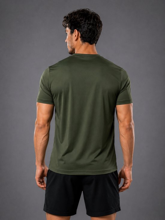 SparkNine Stormcore heren sport t-shirt - sneldrogend & ademend - fitness shirt - S - groen - korte mauwen - training, rennen, casual dragen