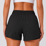 SparkNine Zipflex short dames - tweedelig - met binnenbroek & ritszakken - L - zwart - hardloopshort - elastische taille met trekkoord