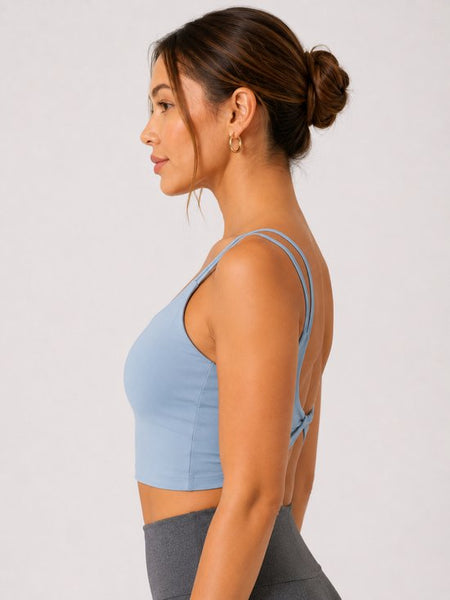 SparkNine Effortless crop top - met verwijderbare vulling - twist back - stijlvol & ademend
