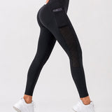 SparkNine Novaflex sportlegging dames - stijlvol & ademend - met zakken - M - zwart - mesh panelen - elastisch - squatproof