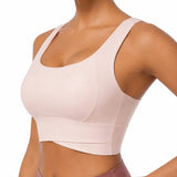 SparkNine Flexaura sport BH - stijlvolle sportbeha - ingebouwde pads - S - roze - high support ondersteuning - cross design