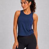 SparkNine Ease tanktop - sport top - XL - blauw - knoopdetail op rug - ademend & stijlvol - open rug