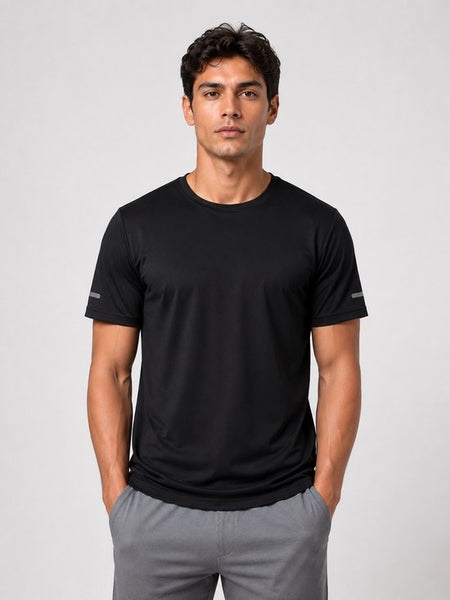 SparkNine Ironlite sport t-shirt heren - met reflecterende strepen - XS - zwart - zweetbestendig - lichtgewicht & sneldrogend
