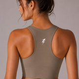 SparkNine Coreshield sportbeha - met ingebouwde pads - M - cacao - push-up sport-bh - high impact ondersteuning - push-up - ademend