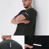 SparkNine Ironlite sport t-shirt heren met reflecterende strepen - XXL - zwart - zweetbestendig - lichtgewicht & sneldrogend