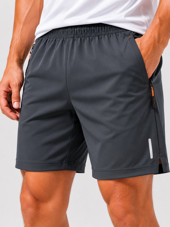 SparkNine Apex fitnesshort - sportbroek - met ritszakken - XL - grijs - functioneel - sneldrogend & ademend - elastische band met trekkoord