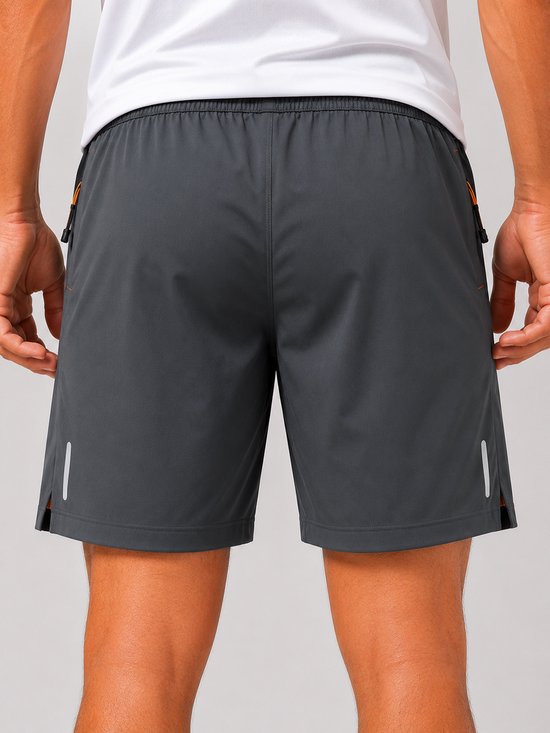 SparkNine Apex fitnesshort - sportbroek - met ritszakken - XL - grijs - functioneel - sneldrogend & ademend - elastische band met trekkoord