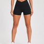 SparkNine Flexcross short dames - cross-front - stijlvolle sportshort short - XL - zwart - hoge taille - buttlift - super comfortabel & stretch