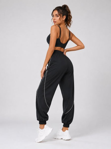 SparkNine Shadowflex dames joggingsbroek - losse fit - met elastische banden - S - zwart - training - hoge taille - lichtgewicht & comfortabel