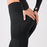SparkNine Novaflex sportlegging dames - stijlvol & ademend - met zakken - M - zwart - mesh panelen - elastisch - squatproof