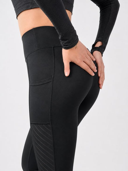 SparkNine Novaflex sportlegging dames - stijlvol & ademend - met zakken - M - zwart - mesh panelen - elastisch - squatproof