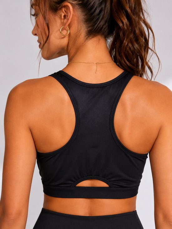 SparkNine Flexfit stijlvolle sport-bh dames - elastische top - S - zwart - ademend - stijlvol design - zacht materiaal - uitneembare pads - elastische band