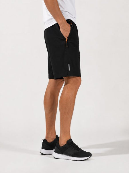 SparkNine Apex fitnesshort - sportbroek - met ritszakken - XXL - zwart - functioneel - sneldrogend & ademend - elastische band met trekkoord
