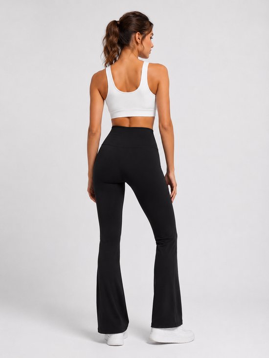 SparkNine Flowflare legging dames - petit pijplengte - superzacht - M - zwart - hoge taille - flared broek - elastisch