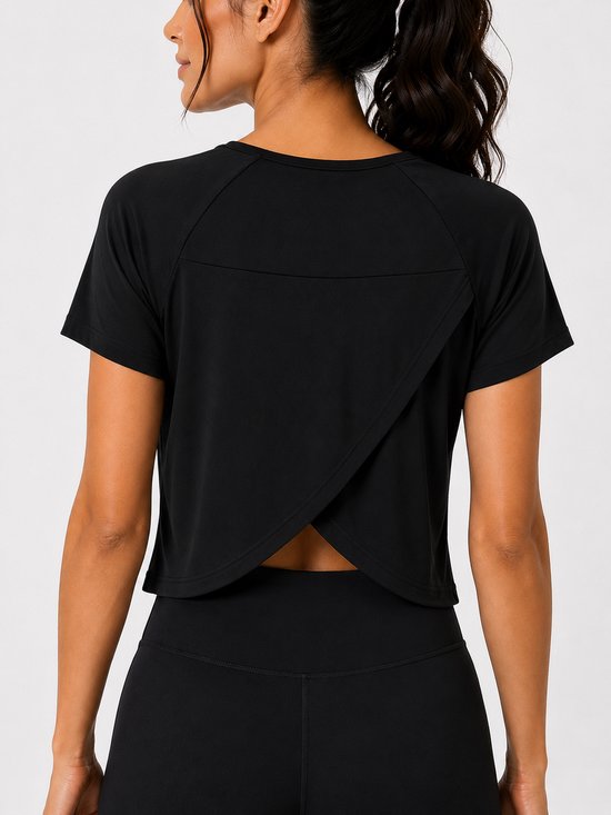 ZENFLEX Top - Sport T-Shirt - Sneldrogend & Ademend - Yoga, Gym & Casual - Crossover Rug - Losse Fit